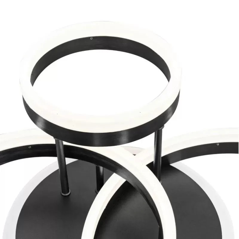 Lustra LED cu telecomanda LYRA 100W, 3 Cercuri, lumina Rece/Calda/Neutra, Dimabila, Negru