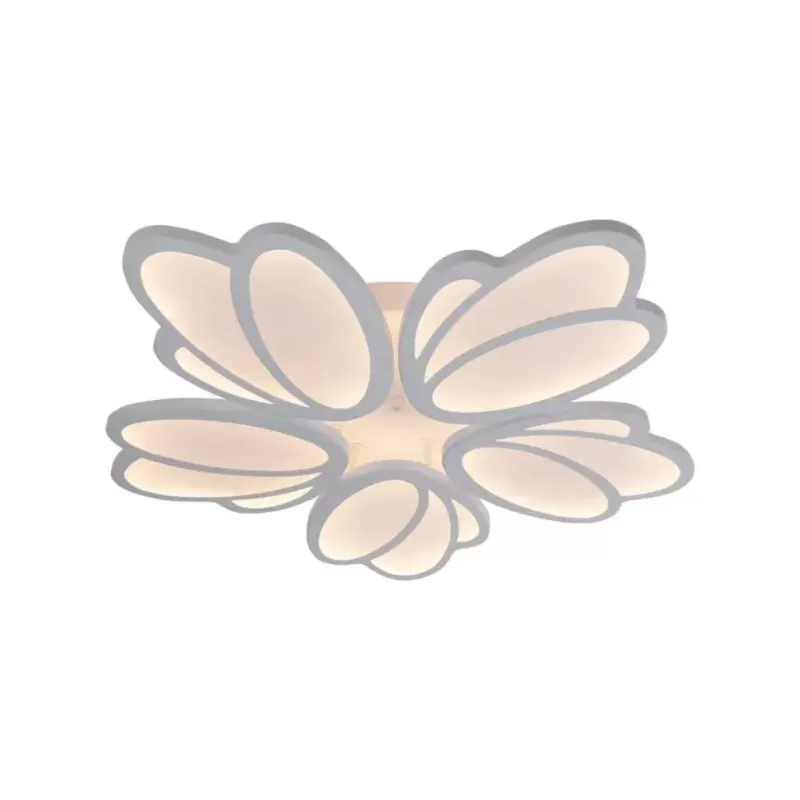 Lustra LED cu telecomanda TULIP 73W, 5 Petale, lumina Rece/Calda/Neutra, Dimabila, Alb