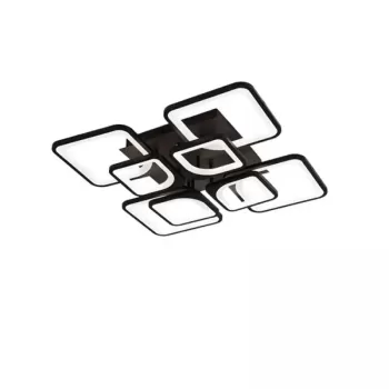 Lustra LED cu telecomanda ZOE, 8 Patrate, 130W, Lumina Rece/Calda/Neutra, Dimabila, Negru