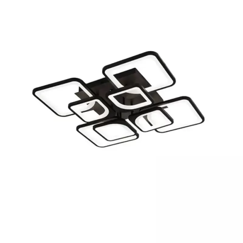 Lustra LED cu telecomanda ZOE, 8 Patrate, 130W, Lumina Rece/Calda/Neutra, Dimabila, Negru