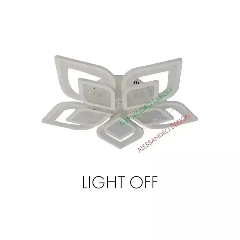 Lustra LED cu telecomanda DALIA 170W, 5 Petale, lumina Rece/Calda/Neutra, Dimabila, Alb