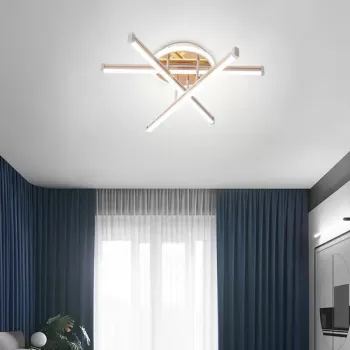 Lustra LED cu telecomanda TAMARA 96W, 3 Elemente, Liniara, lumina Rece/Calda/Neutra, Dimabila, Auriu Alb