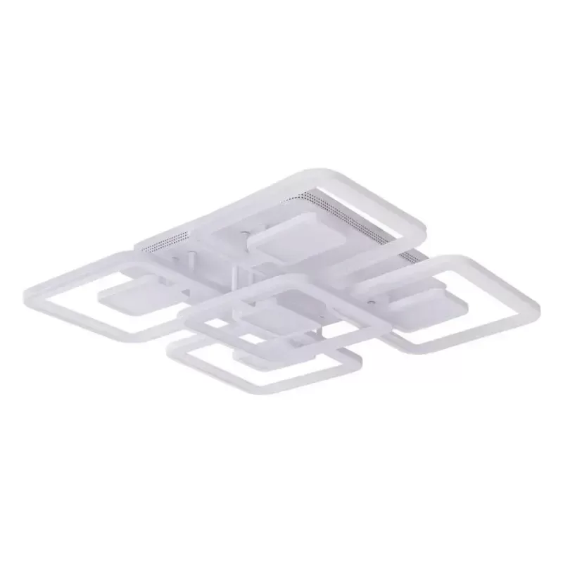 Lustra LED cu telecomanda FELIX 107W, 5 Patrate, lumina Rece/Calda/Neutra, Dimabila, Alb