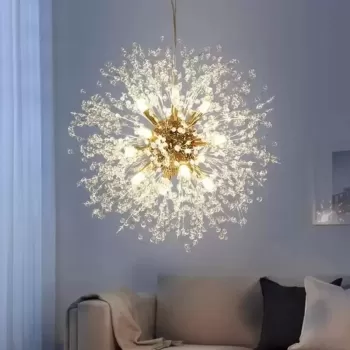 Candelabru Cristal Schonbrunn, 12x G9, Diametru 60cm, Auriu Lucios, Inaltime Reglabila