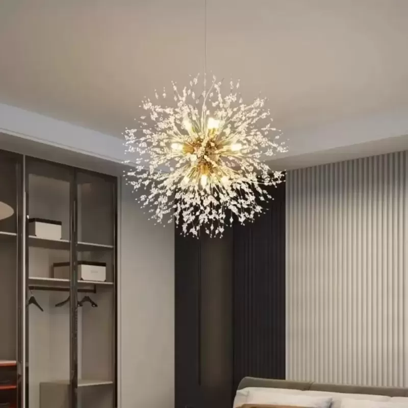 Candelabru Cristal Schonbrunn, 6x G9, Diametru 40cm, Auriu Lucios, Inaltime Reglabila