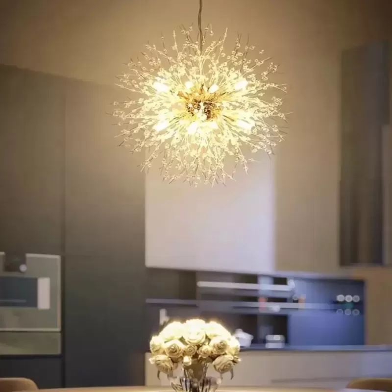 Candelabru Cristal Schonbrunn, 9x G9, Diametru 49cm, Auriu Lucios, Inaltime Reglabila