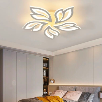 Lustra LED cu telecomanda LILY 75W, 5 Elemente, lumina Rece/Calda/Neutra, Dimabila, Alb
