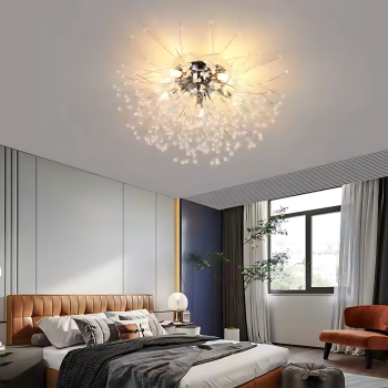 Candelabru Cristal RONDO Vivace, 8x G9, Diametru 60cm, Argintiu Lucios