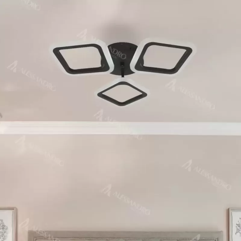 Lustra LED PULSARIS 32W, 3 Patrate, lumina Neutra, Negru