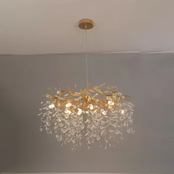 Candelabru Cristal WALTZ Rhapsody, 9x G9, Auriu, 60cm, Inaltime Reglabila