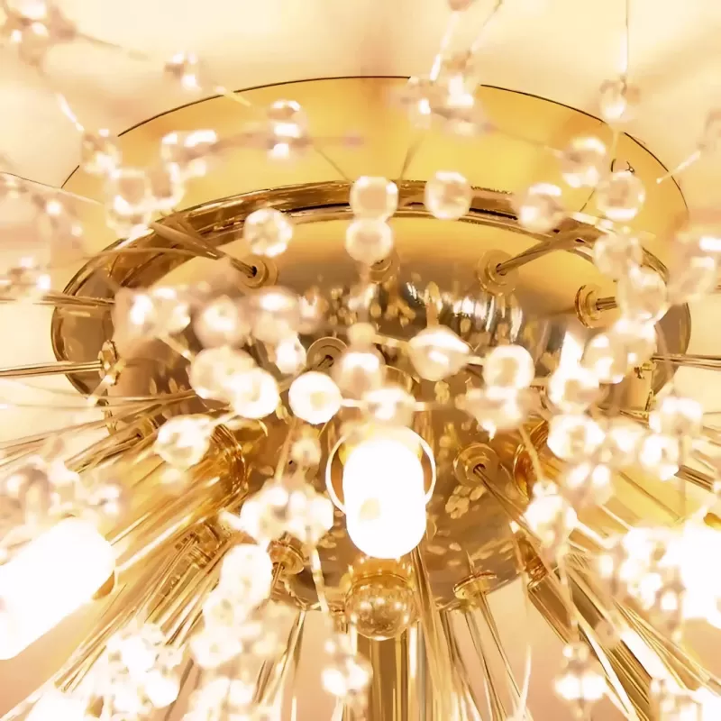 Candelabru Cristal RONDO Vivace, 5x G9, Diametru 40cm, Auriu Lucios