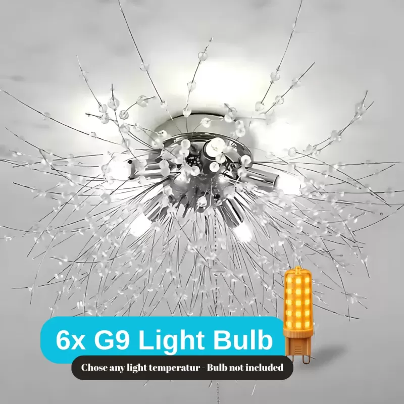 Candelabru Cristal RONDO Vivace, 6x G9, Diametru 49cm, Argintiu Lucios