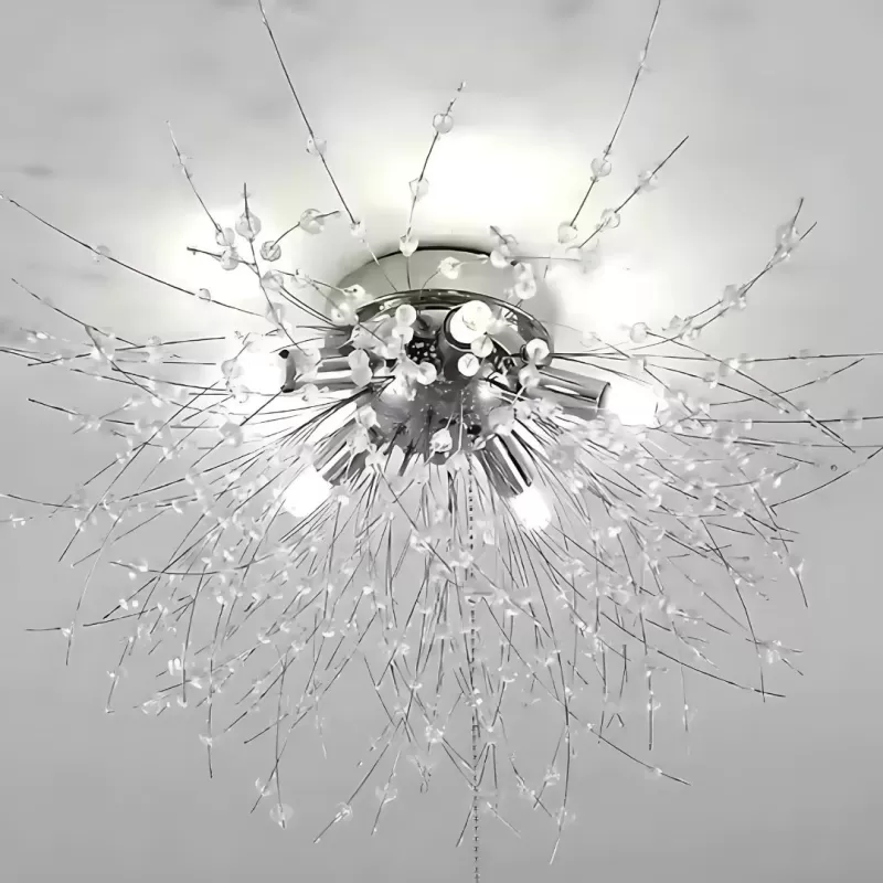 Candelabru Cristal RONDO Vivace, 6x G9, Diametru 49cm, Argintiu Lucios