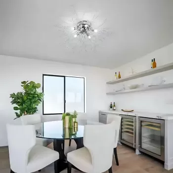 Candelabru Cristal RONDO Vivace, 6x G9, Diametru 49cm, Argintiu Lucios