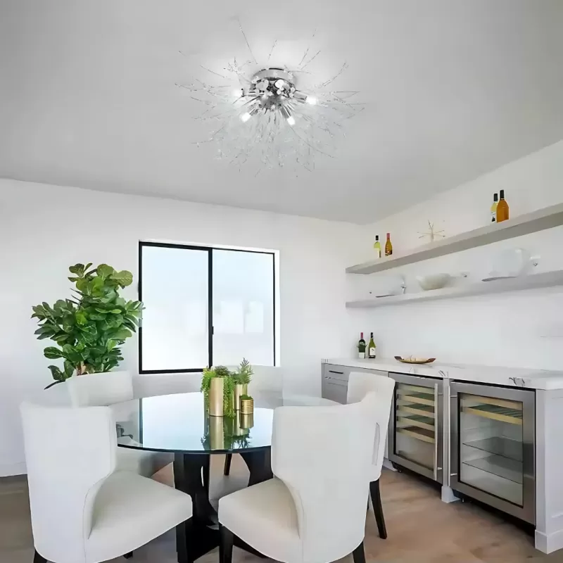 Candelabru Cristal RONDO Vivace, 6x G9, Diametru 49cm, Argintiu Lucios