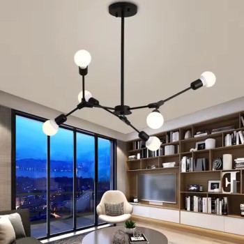 Lustra Architek Hexa, 6 x E27, Negru, Metal