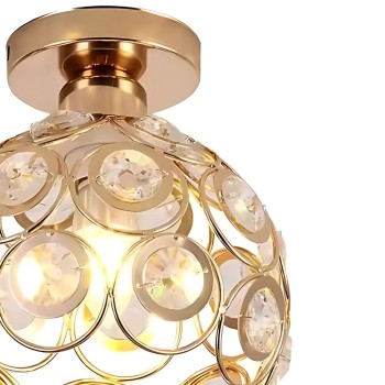 Lustra Vera, 1*E27, Auriu, Metal si Cristal