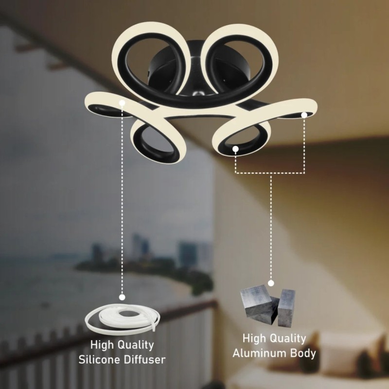 Lustra LED VERTEX HELIX, 15W, lumina Rece/Calda/Neutra, Negru