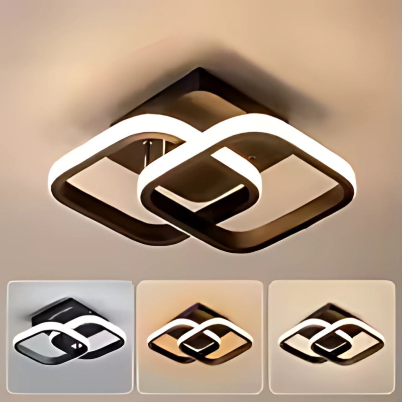 Lustra LED VERTEX Matrix Romburi Suprapuse, 44W, 2 Romburi, Lumina Rece/Calda/Neutra, Negru