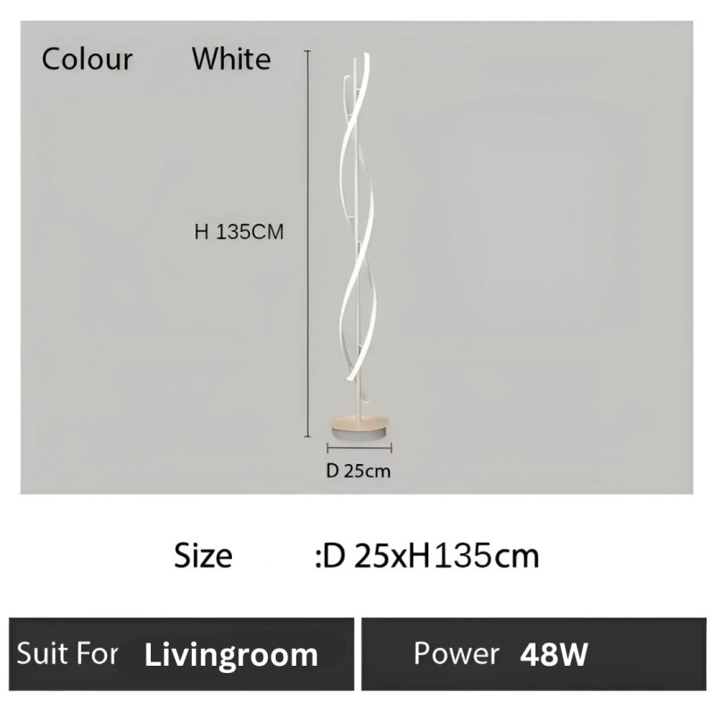 Lampadar LED Upsilon, 48W, 3000K/4000K/6000K, Metal si Acril, Alb