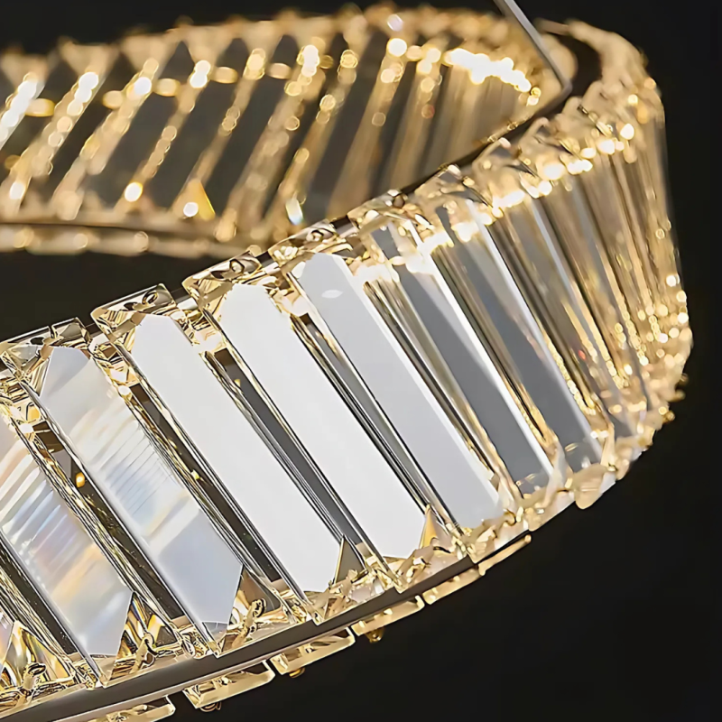 Lustra LED cu telecomanda si cristal LUIGI, 35W, lumina Rece/Calda/Neutra, Dimabila, Auriu