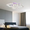 Lustra LED cu telecomanda si cristal NOVA RHOMBA RGB 60W, 4 Patrate, lumina Rece/Calda/Neutra, Dimabila, Crom Lucios