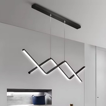 Lustra LED suspendata cu telecomanda NANCY 72W, lumina Rece/Calda/Neutra, Dimabila, Negru, Inaltime Reglabila