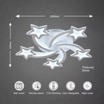 Lustra LED cu telecomanda IPOMOEA 69W, 5 Stele, lumina Rece/Calda/Neutra, Dimabila, Alb