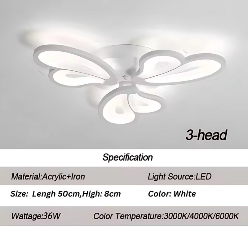 Lustra LED cu telecomanda BLOSSOM 43W, 3 Petale, lumina Rece/Calda/Neutra, Dimabila, Alb