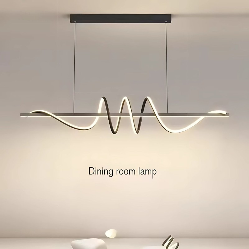 Lustra LED suspendata cu telecomanda RIBBON 66W, Liniara, lumina Rece/Calda/Neutra, Dimabila, Negru, Inaltime Reglabila