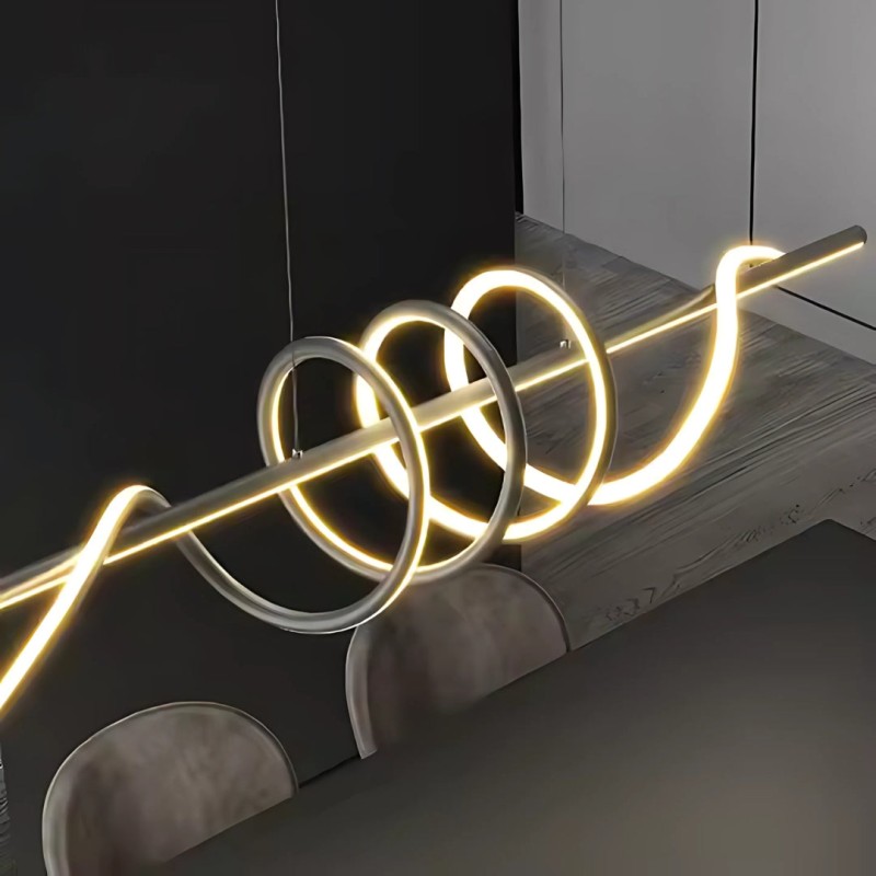 Lustra LED suspendata cu telecomanda RIBBON 66W, Liniara, lumina Rece/Calda/Neutra, Dimabila, Negru, Inaltime Reglabila