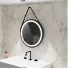 Oglinda LED Rotunda, 60cm, Celeste Majeste Noir Eleve MotionGlow Marcello, Sistem Dezaburire, Ceas & Termometru, Dimabila