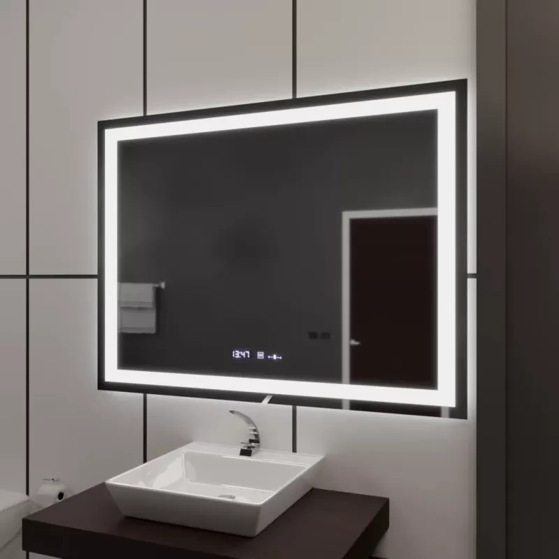 Oglinda LED Rectangulara, 100x75cm, Verite MotionGlow Marcello, Sistem Dezaburire, Ceas & Termometru, Dimabila
