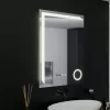 Oglinda LED Rectangulara, 60x80cm, Precision MotionGlow Marcello, Sistem Dezaburire, Ceas & Termometru, Lupa Cosmetica, Dimabila