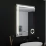 Oglinda LED Rectangulara, 60x80cm, Precision MotionGlow Marcello, Sistem Dezaburire, Ceas & Termometru, Lupa Cosmetica, Dimabila