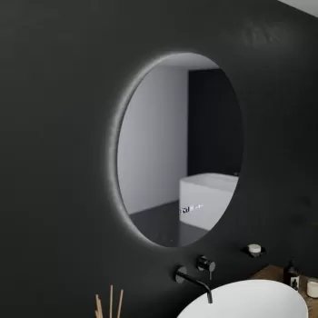 Oglinda LED Rotunda, 60cm, Serenite MotionGlow Marcello, Sistem Dezaburire, Ceas & Termometru, Dimabila
