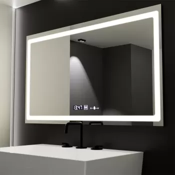 Oglinda LED Rectangulara, 120X70cm, Radiante Senzor MotionGlow Marcello, Sistem Dezaburire, Ceas & Termometru, Dimabila