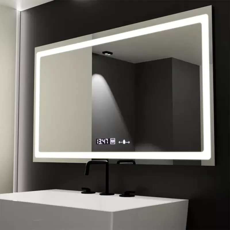 Oglinda LED Rectangulara, 120X70cm, Radiante Senzor MotionGlow Marcello, Sistem Dezaburire, Ceas & Termometru, Dimabila