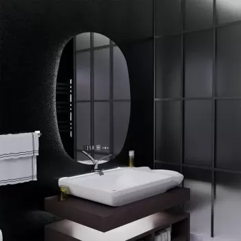 Oglinda LED Ovala, 60x80cm, Ranya Senzor MotionGlow Marcello, Sistem Dezaburire, Ceas & Termometru, Dimabila