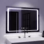 Oglinda LED Rectangulara, 90x60cm, Sole Senzor Marcello, Sistem Dezaburire, Ceas & Termometru, Dimabila