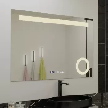Oglinda LED Rectangulara, 120x80cm, ABSOLU MotionGlow Marcello, Sistem Dezaburire, Ceas & Termometru, Lupa Cosmetica, Dimabila