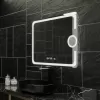 Oglinda LED Rectangulara, 80x60cm, Eclat MotionGlow Marcello, Sistem Dezaburire, Ceas & Termometru, Lupa Cosmetica, Dimabila