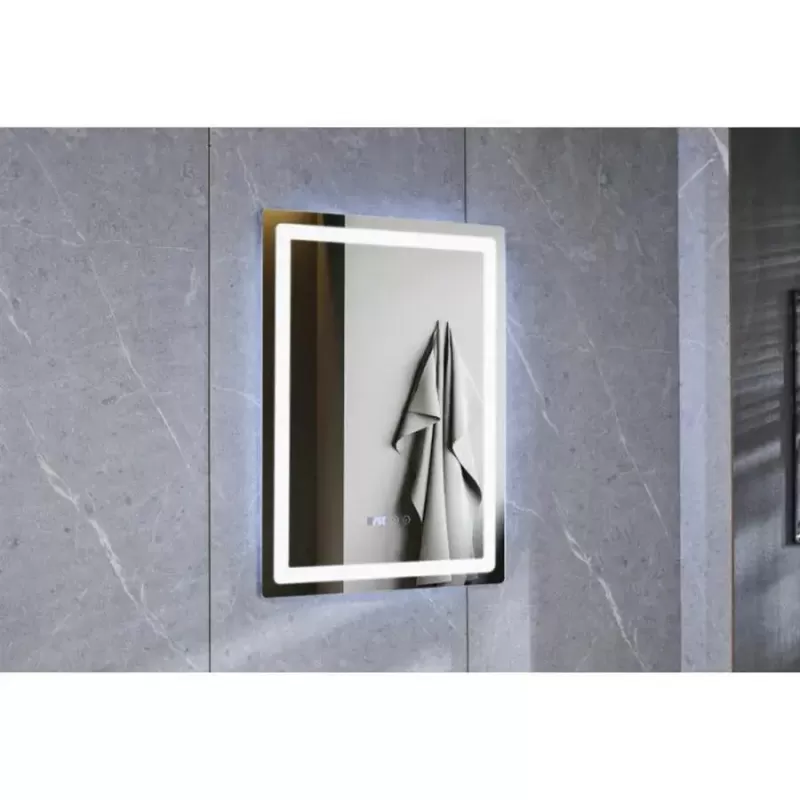 Oglinda LED Rectangulara 60x80cm Touch cu Sistem Dezaburire Termometru si Ceas