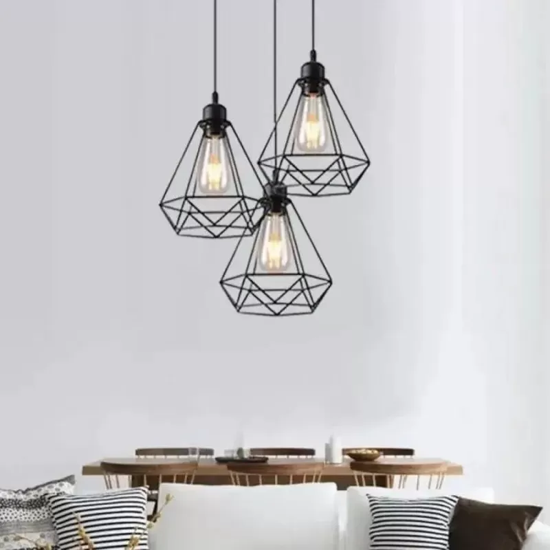 Lustra Forma Diamant, STRUKTUR, 3xE27, Negru, Metal