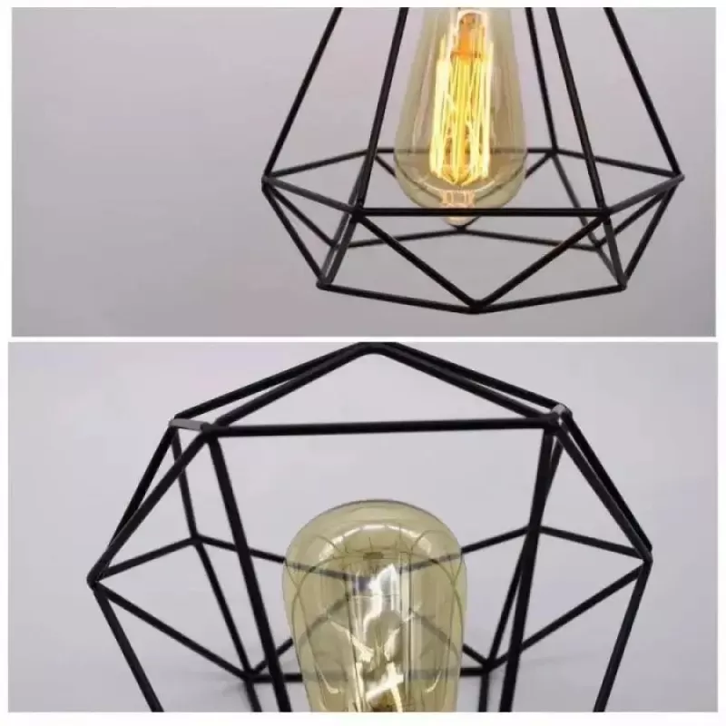 Lustra Forma Diamant, STRUKTUR, 3xE27, Negru, Metal