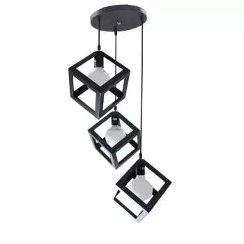 Lustra Forma Cub, STRUKTUR Cluster, 3 x E27, Negru, Metal
