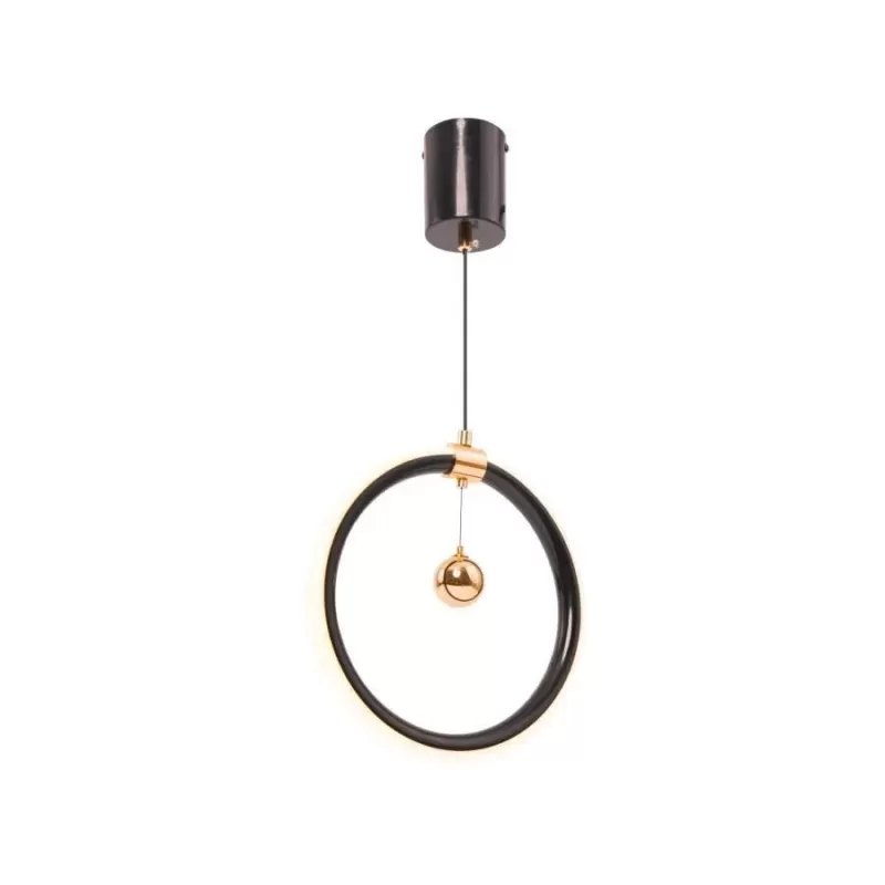 Pendul LED HAL 24W, lumina Rece/Calda/Neutra, Negru Auriu Lucios, Inaltime Reglabila