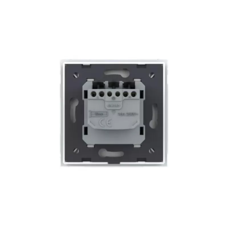 Priza Schuko simpla, borne fara surub, cu rama sticla, Gri, Livolo