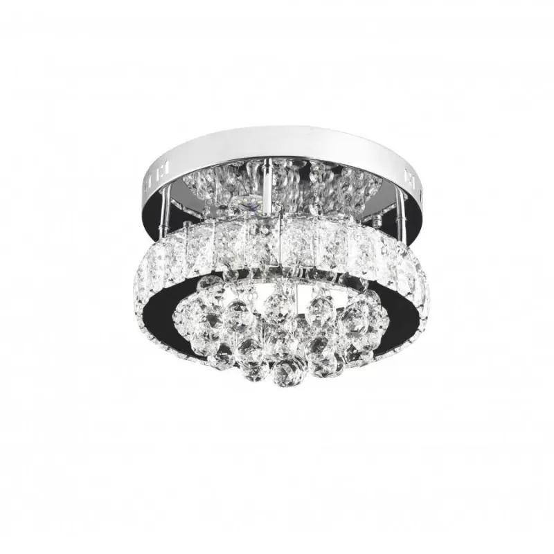 Lustra LED cu cristal ABEL 22W, Diametru 25cm, lumina Rece/Calda/Neutra , Crom Lucios
