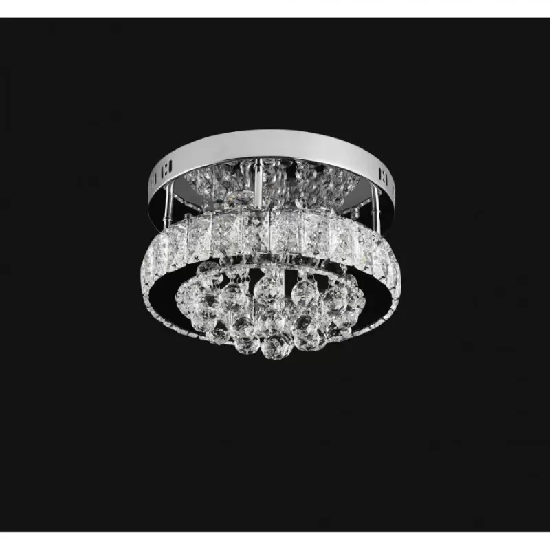 Lustra LED cu cristal ABEL 22W, Diametru 25cm, lumina Rece/Calda/Neutra , Crom Lucios